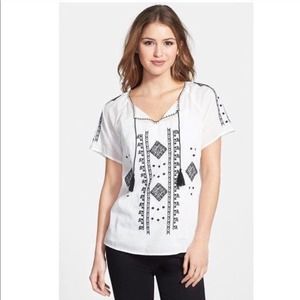Caslon White Black Embroidered Shirt Tassel